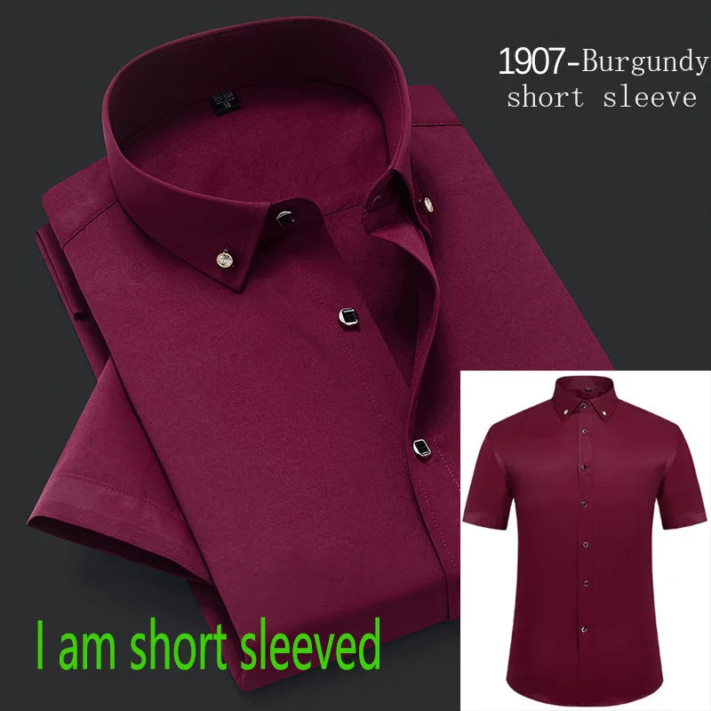 10 Colors S(60KG) 5XL(90KG) UK Plus Size New Men's Whit Shirt High End TikTok Popular Clothes Short Sleeve Long Sleeve Casual Suit Bottom Shirts