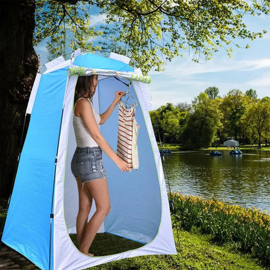 Portable Beach Shower Toilet Changing Tent Sun Rain Shelter Privacy Shelter Tent with Window for Outdoor Camping Bathroom