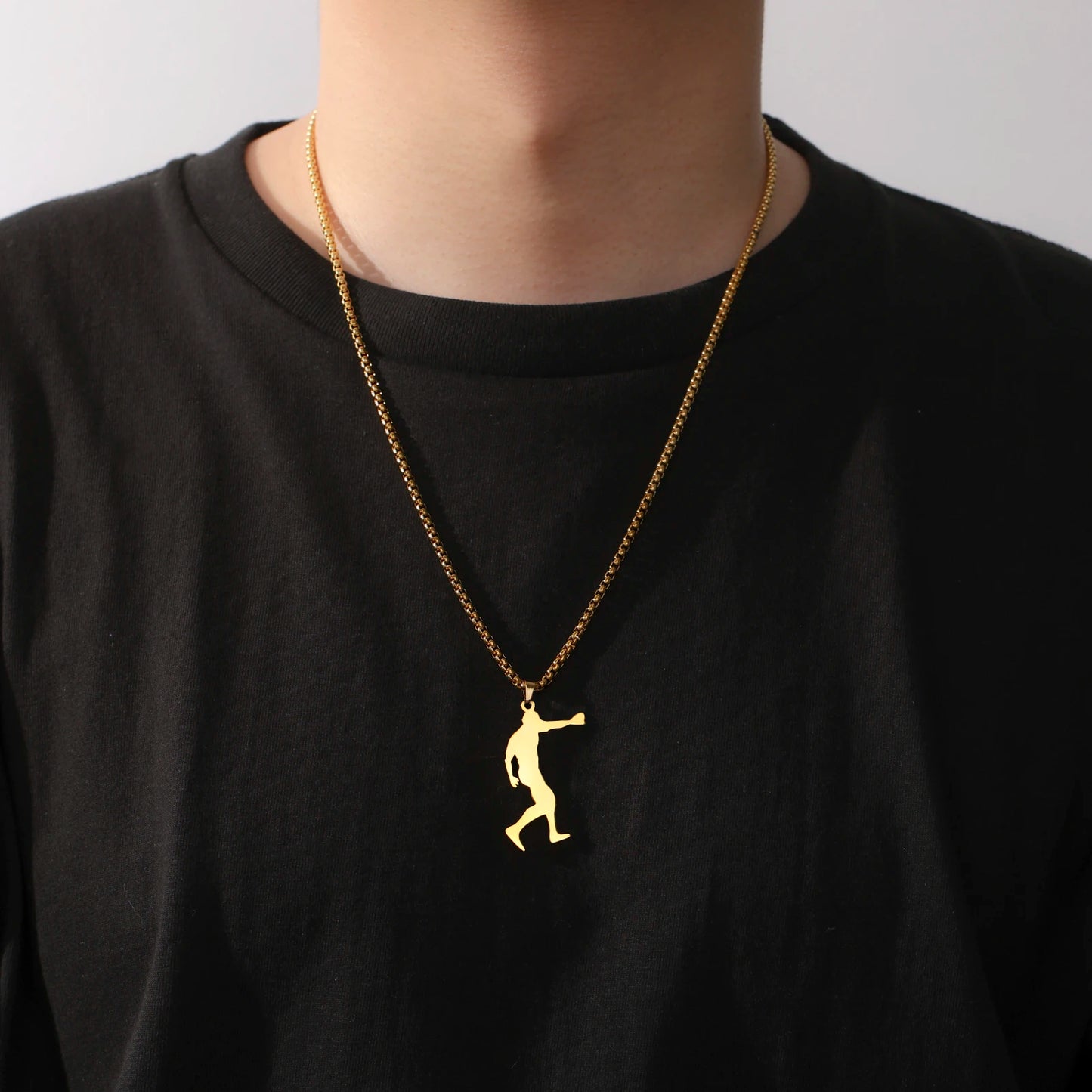 Baseball Gold Necklace Teen Boy Neck Chain Stainless Steel Pendant Necklace Fashion Sport Jewelry Men Sport Enthusiast Gifts