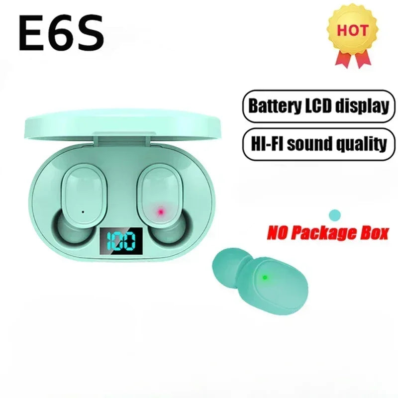 E6S Wireless Bluetooth Black Earphones TWS Bluetooth Headset Wireless Earbuds Noise Cancelling Earphones with Microphone Headphones