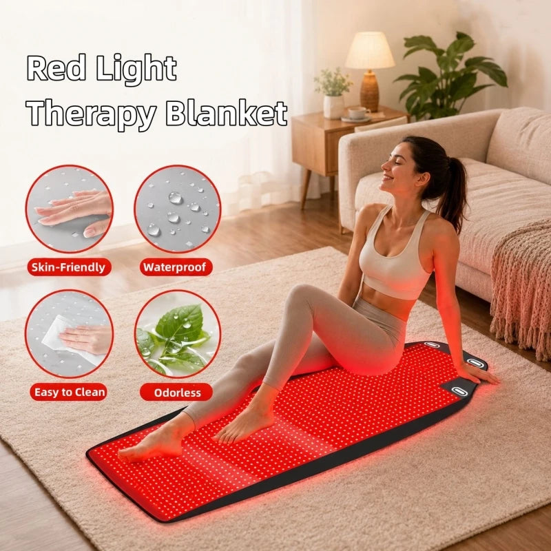 NEW Arrivals 1444 LED's Red Light Therapy Yoga Wall Mounted Mat Whole Body Infrared Relaxation Mat Suspended Treatment  Blanket 850x1+660x2nm Heating Mat Body Healing Pain Relief Hanging & Floor Use