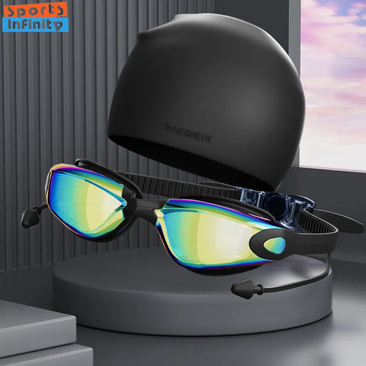 NEW Silicone Professional Swimming Caps Women Men High-Definition Swimming Goggles Women Swim Cap Waterproof  Anti Fog Swim Goggles Swim Caps Beach Swimming Water Pool Accessories Sports Supplies