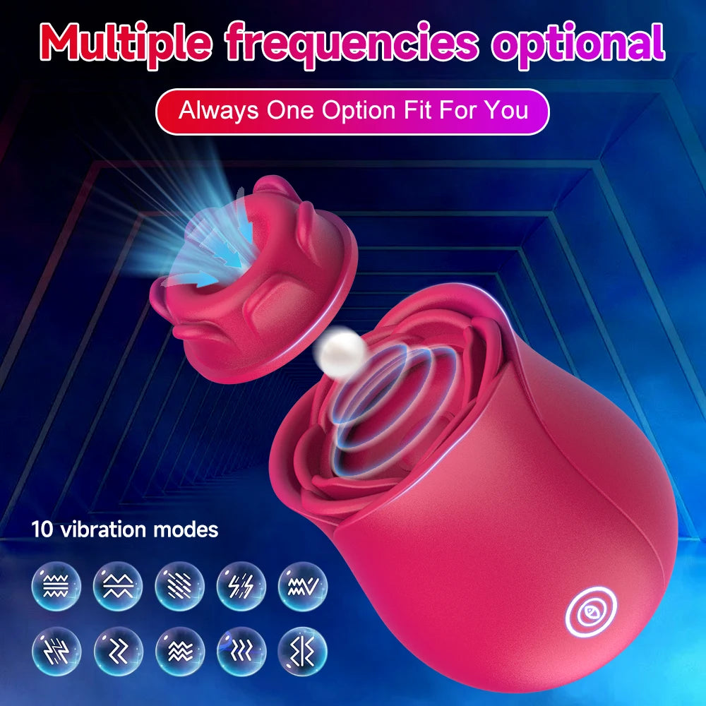 Clitoral Sucking Vibrator with 10 Intense Suction Waterproof Rose Clit Sucker Nipple Stimulator Sex Toys for Women Solo Oral Sex