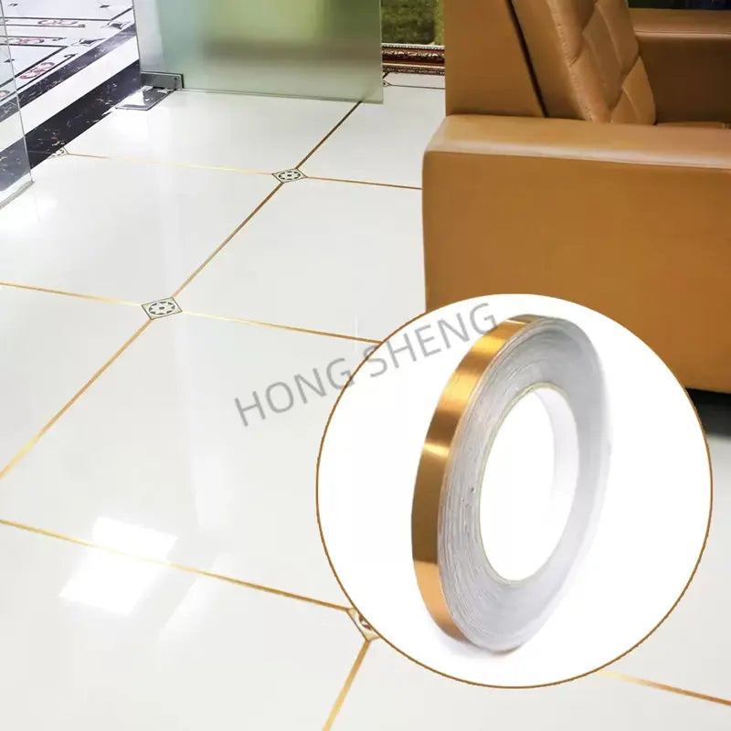 50M Gold Black Self-Adhesive Tile Stickers Tape Floor Waterproof  Wall Gap Sealing Strip Tile Beauty Seam Sticker Home Decoration