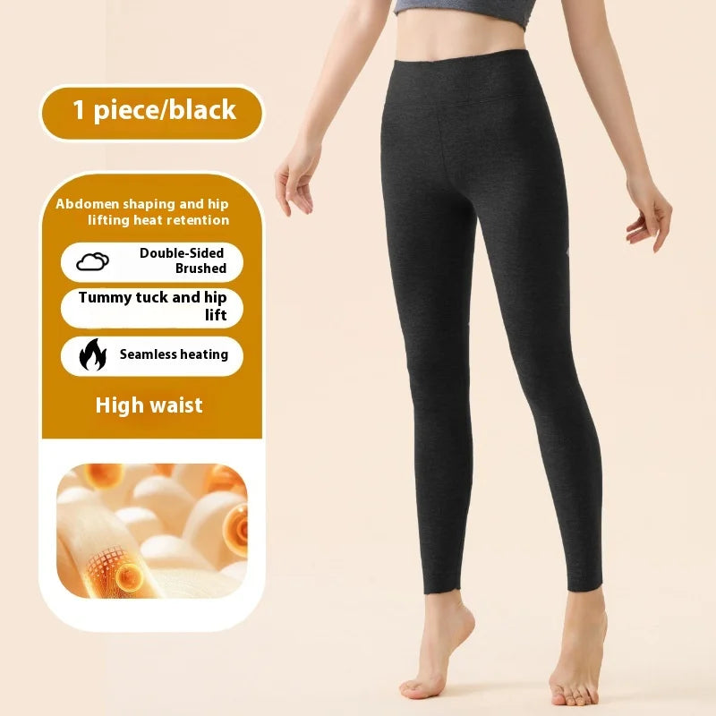 M-5XL Plus Size Chubby Women Thermal Leggings 7A Antibacterial Cashmere Silk Winter High Waist Elastic Pantyhose Warm Pants Outdoor Running Hiking Fitness Women Sports Clothing Supplies