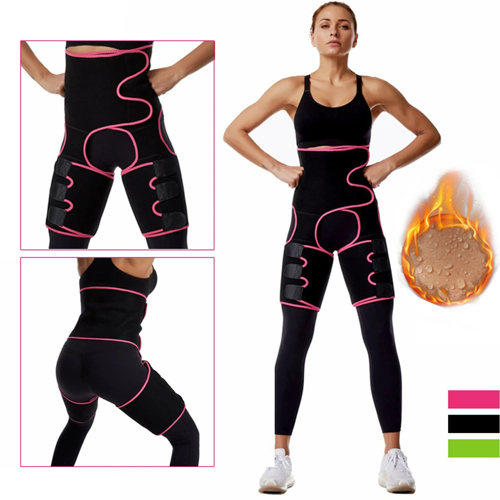 Sweat Waist Butt Lifter Trainer Thigh Trimmer for Women Workout Fitness High Waist Butt Lift Shapewear Belt 3 in 1 Adjustable Belt