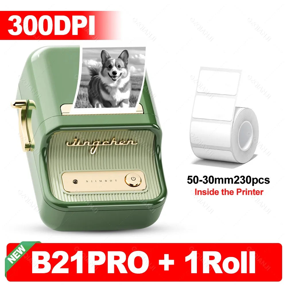 B21 PRO Mini Adhesive Label Printer Wireless Portable Thermal inkless Maker Photo Barcode Price Tag Sticker 200 300dpi