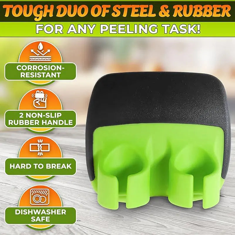 2 PCS Set Stainless Steel Handheld Vegetable Peeler Rubber Finger Grip Quick Easy Comfortable Palm Peeler Slicer Kitchen Tool Helper Salad Maker Kitchenware Home Cooking Accessories