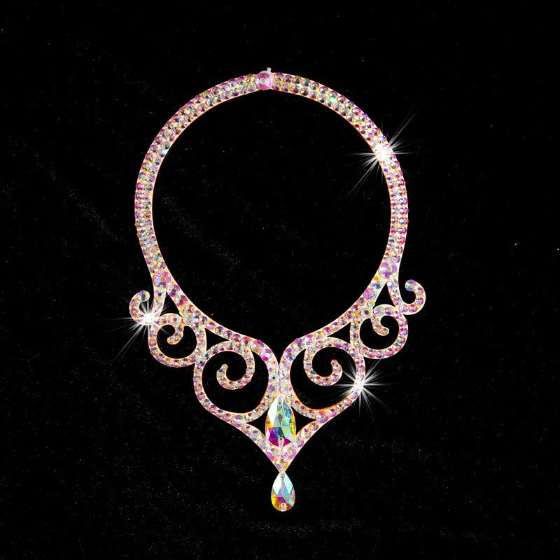 NEW Arrivals 18 Patterns Luxury Belly Dance Sparkle Necklace Jewelry Competition Dancer Accessory Shine Dancing Necklace Stage Performance Costume Egypt Show