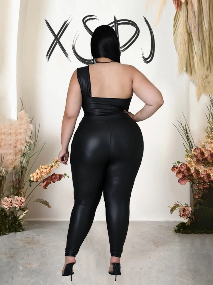 2 PCS Set L-4XL Plus Size  for Curvy Women Strapless Crop Top and Pants Tight Night Club Outfit Sexy Set Evening Summer Beach Party Suit