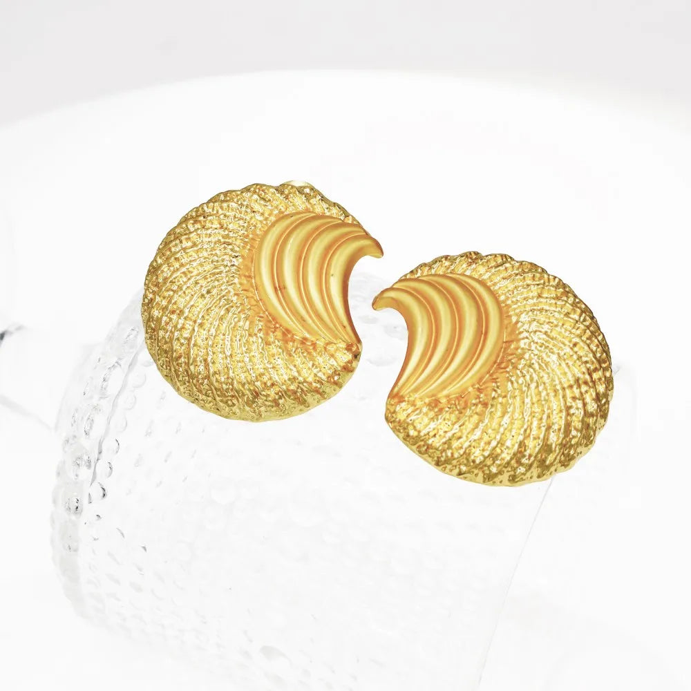 Luxury 18K Gold Plated 5 PCS Set Big Jewelry Set Large Necklace Chunky Bangle Bracelet Moon Shape Piercing Earring Ring Women Wedding Gift