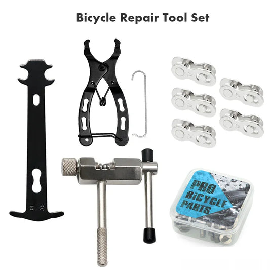 NEW Arrivals 12PCS Set Bicycle Repair Tool Set Chain Wear Checker 6/7/8/9/10/11 Speed Joint Magic Buckle MTB Chain Link Plier Bike Buckle Chain Breaker Cycling Accessories Sports Supplies