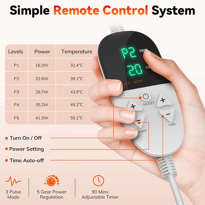 UK/AU/EU/US Plug Red ＆Infrared LED Light Therapy with Remote Control Pad 850nm 660nm Back Pain Relief Waist Heat Pad Full Body Wrap Burn Fat Wrap Slimming Body Healing Treatment Machine Health Care Supplies
