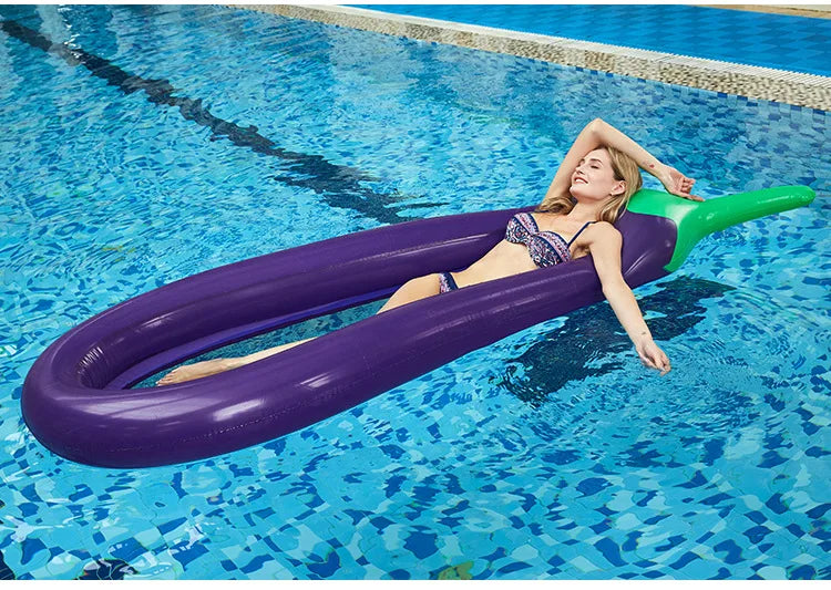 NEW Arrivals 250cm Pool Inflatable Float Eggplant Lounge Chair Shape Mattress Swimming for Adult Tube Raft Kid Swimming Ring Summer Water Bed Swimming Accessories