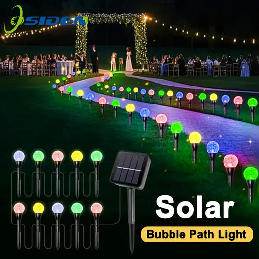 30 LED Solar Bubble Ball Lawn Lights Waterproof Solar Pathway String Light for Outdoor Garden Patios Trail Lighting Decoration