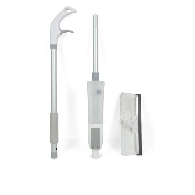 NEW Design Glass Cleaning Brush with Water Spray Window Glass Doors Cleaner High Quality Aluminum Long Handle Wiper and Cloth Combo Silicone Home Office Cleaning Supplies