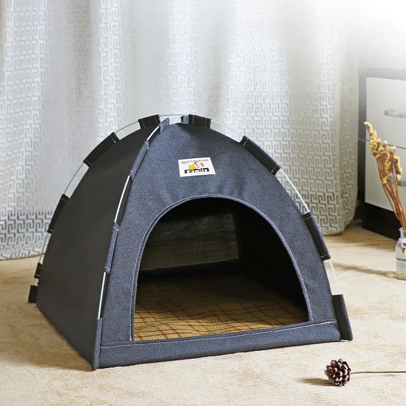 Foldable Cat House Pet Tent Four Seasons Universal Cat and Dog Pet Nest Summer Cool Mat Outdoor Portable Foldable Breathable House