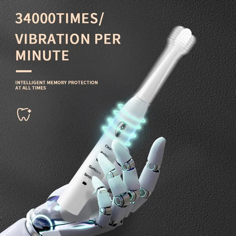 Adult Black White Classic Acoustic Electric Toothbrush Adult 5-gear Mode USB Charging IPX7 Waterproof Acoustic Electric