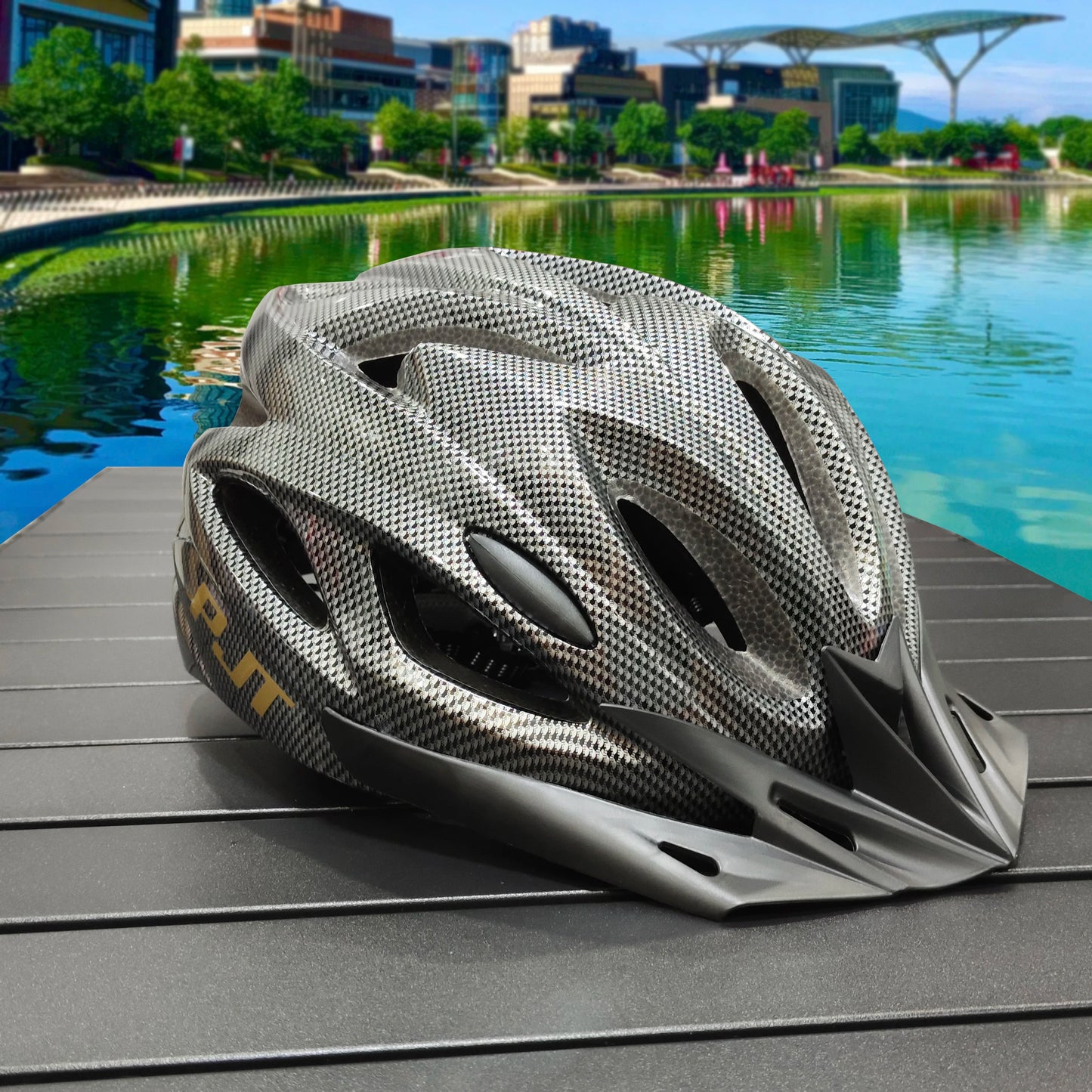 PMT Lightweight Cycling Helmet Comfort Lining Hollow Riding Safety Head Protection Bicycle MTB Helmet Carbon Pattern Bike Helmet