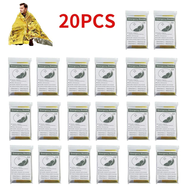 30 PCS Set 130*210cm Outdoor Emergency Gold-Sliver Survival Blanket 5-30pcWaterproof First Aid Rescue Curtain Foil Thermal Military Blanket