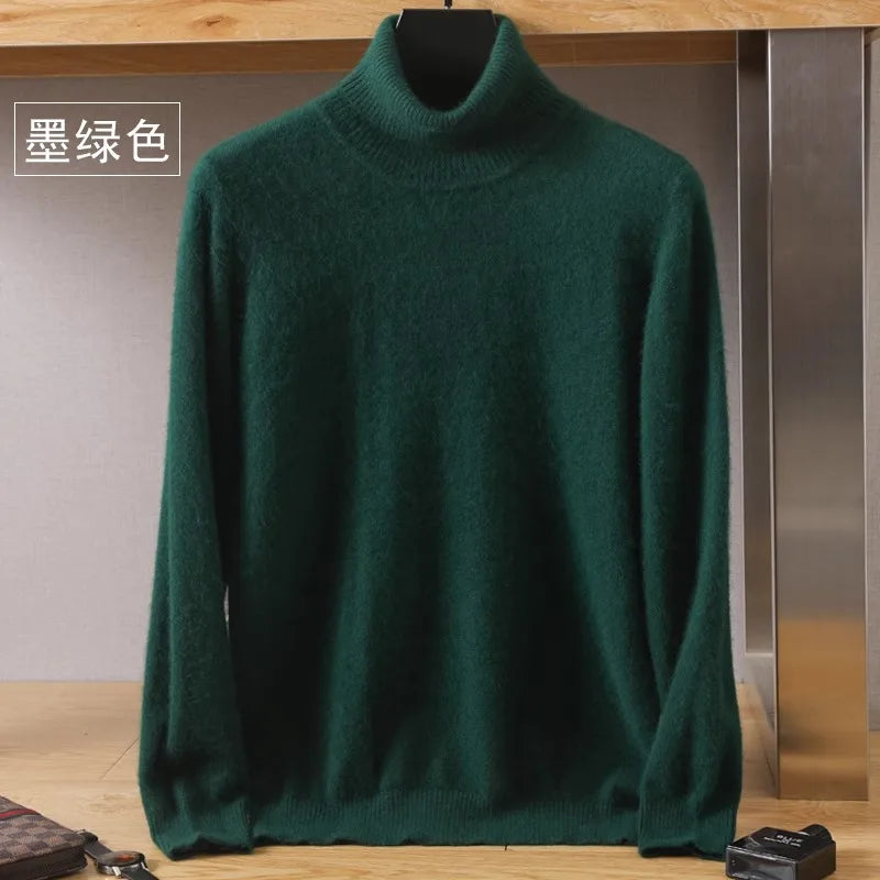 S-3XL Plus Size 5 Colors Women's Men's 100% Pure Mink Cashmere Sweater High Lapels Pullovers Knitted Winter New Tops Long Sleeve High-End Jumpers