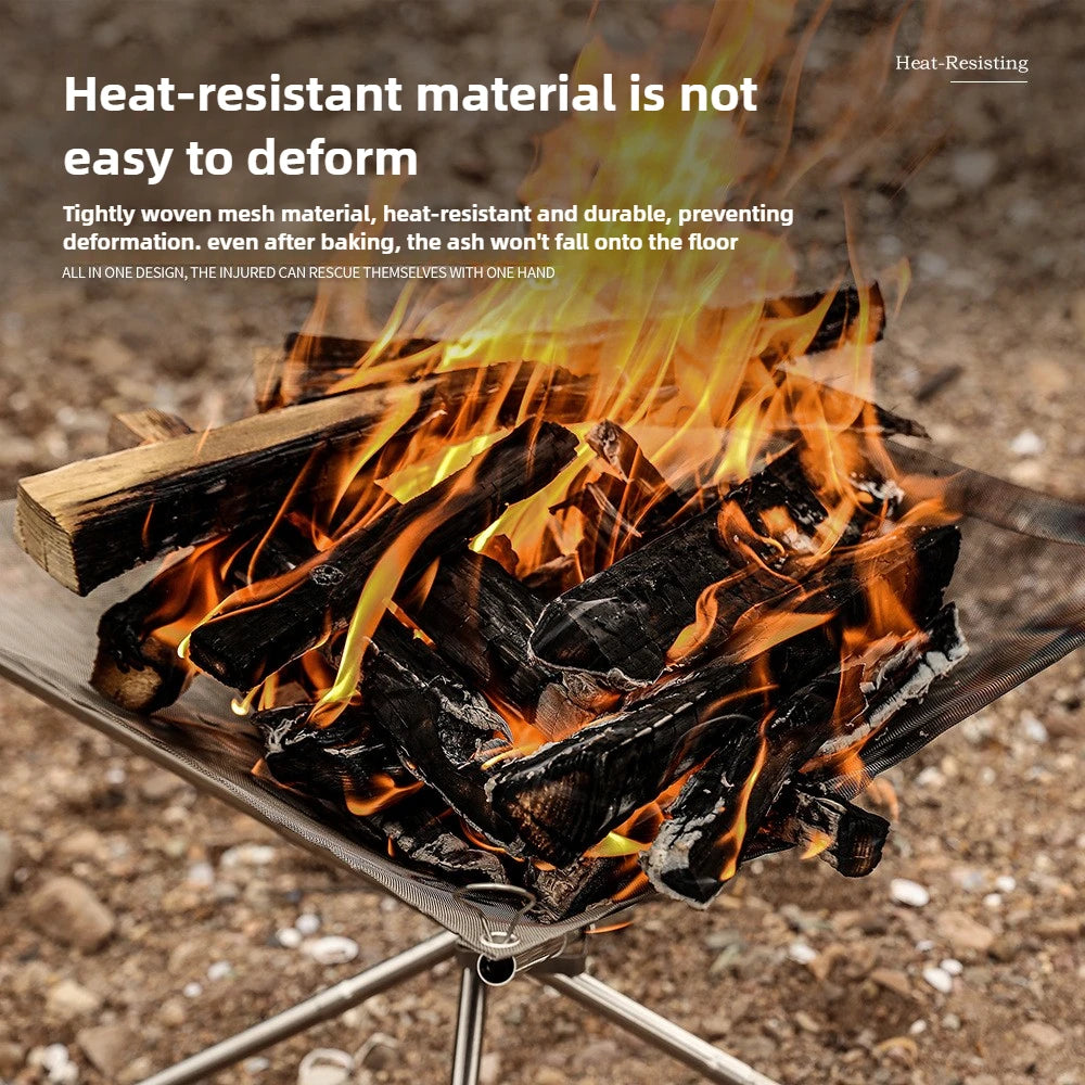 NEW Set Portable Fire Pit Durable Outdoor Camping BBQ Mesh Fireplace Steel Backyard Rack Fire Quick Assembly Net Camping Grill Net