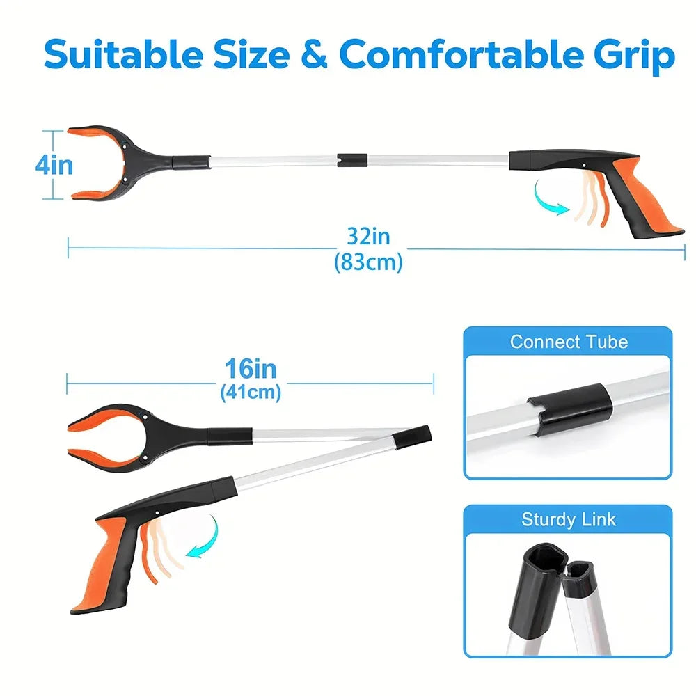 NEW 2PCS Set 3 Colors 34 Inch Extra Long Grabber Reacher with 360°Rotating Jaw & Magnet Foldable Pickup Mobility Aid Reaching Assist Tool Home Cleaning Supplies
