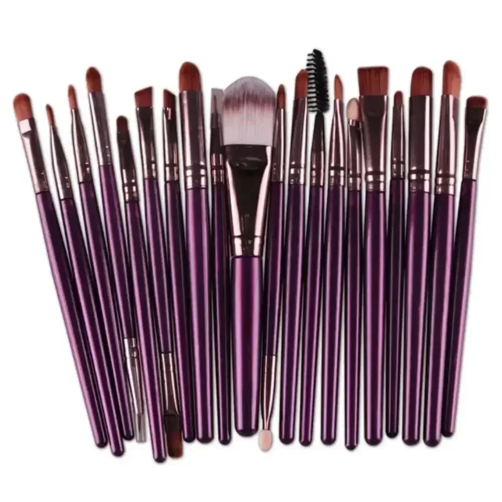 NEW Arrivals 20 PCS 6 Colors Set Make-Up Brushes Set Professional Plastic Handle Soft Synthetic Hair Powder Foundation Eyeshadow Make Up Brushes Women Cosmetics Accessories Beauty Salon Spa Supplies