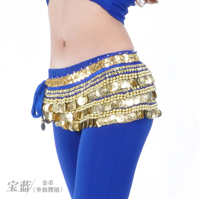 NEW Arrivals 10 Patterns Women Belly Dance Coins Belt Belly Oriental Dance Hip Scarf Costume Accessories Dancing Skirt Decoration