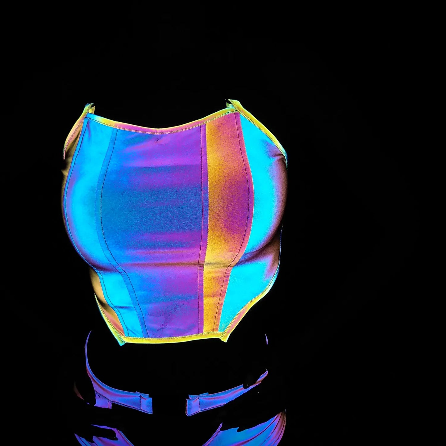 NEW Arrivals Reflective Lights Crop Top Women Female Bodycon Chain Halter Tank Luminous Tops Sexy Colorful Summer Evening Beach Rave Party Night Club Dance Tech-Wear Ladies Girls Luxury Fashion Clothing Accessories Supplies