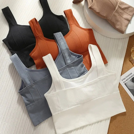 NEW Arrivals 5 Colors Breathable Sports Bra Anti-Sweat Fitness Top Women Seamless Yoga Bra Shockproof Crop Top Push Up Sport Bra Gym Workout Tops Girls Sports Clothing Supplies