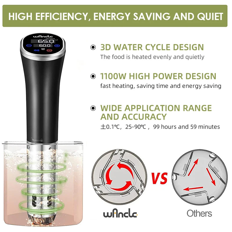 Vacuum Sous Vide Electronic Cooker IPX7 Waterproof Heater Immersion Circulator Slow Cooker with Digital Display Reservation Function