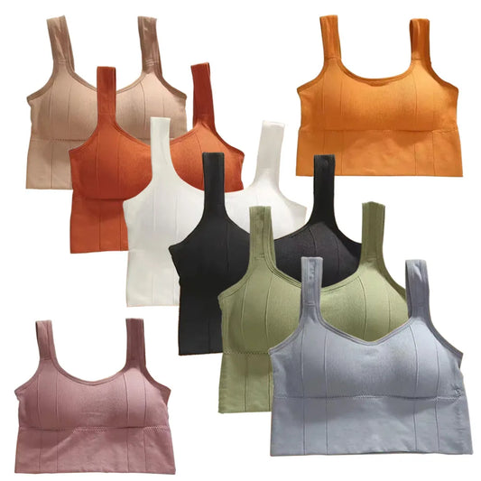 NEW Arrivals 8 Colors Breathable Sports Bra Anti-Sweat Fitness Build-In Tops Women Seamless Yoga Bra Shockproof Crop Top Push Up Sport Bra Gym Girls Workout Tops