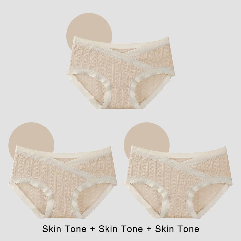 3PCS Set M-2XL Plus Size Soft Cotton Briefs V-Shaped Abdominal Support Under Panties Pregnancy Childbirth Female Underwear Pregnant Woman Women's Panties