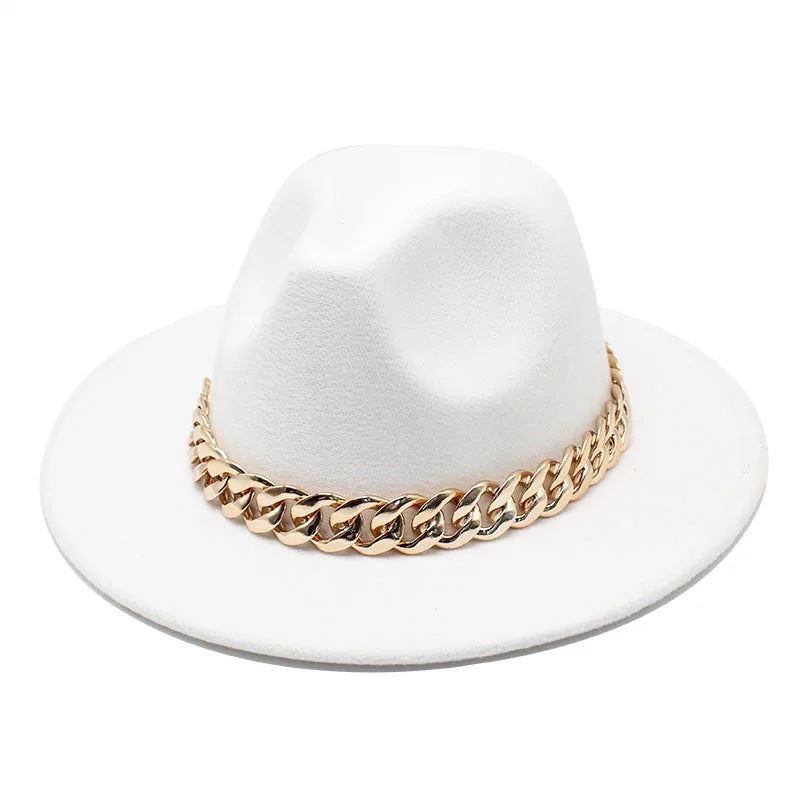 Women Oversized Chain Accessory Bag And Fedoras Hat 2-piece Sets Fashion Luxury Party Wedding Jazz Hat