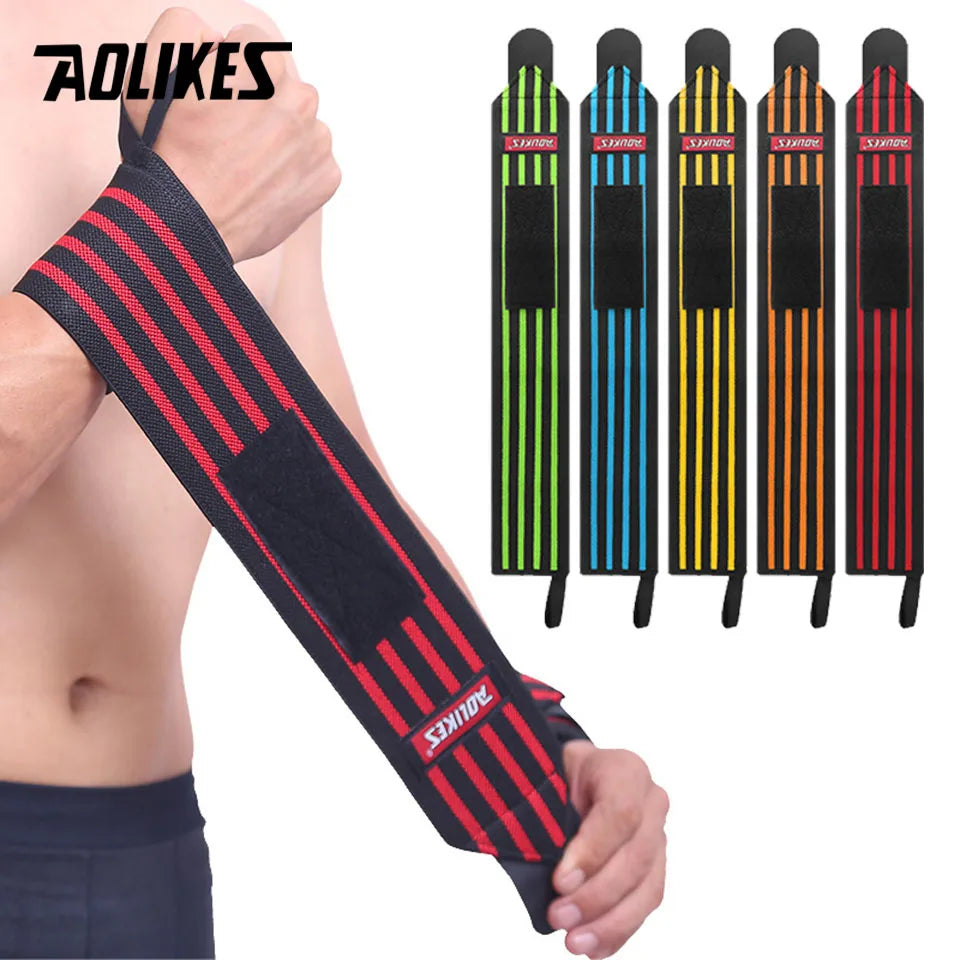 1Pair Weightlifting Wrist Wraps Professional Wrist Support with Heavy Duty Thumb Loop - Best Wrap for Strength Training