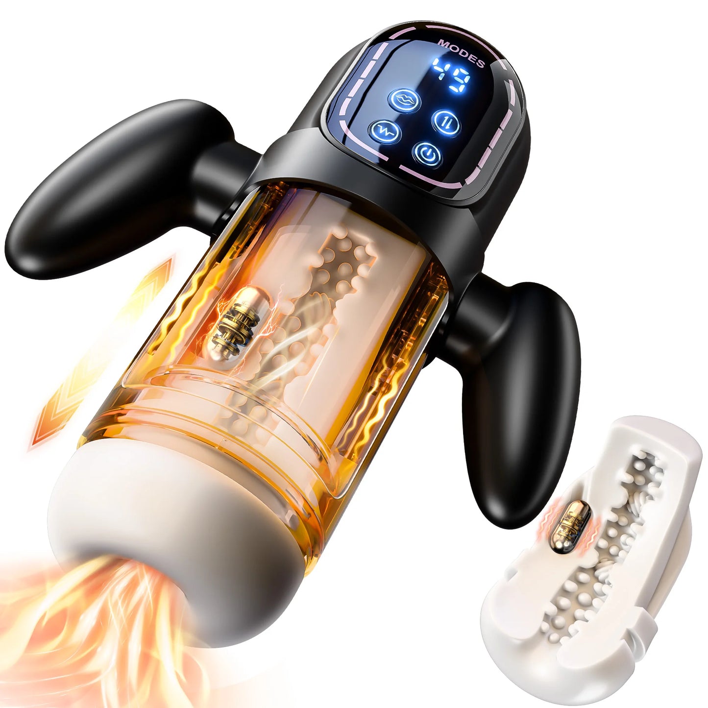 NEW 4 + 1 Automatic Thrusting Sucking Male Masturbator Blowjob Masturbation with Handle LCD Display Penis Pump Stroker Sex Toys for Men 18+