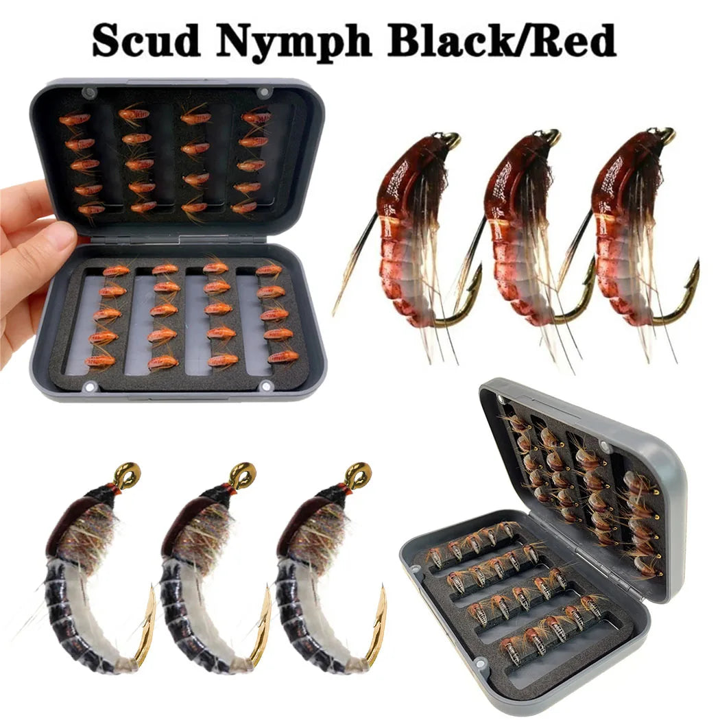 24 PCS Set/Box Nymph Scud Fly Fishing Flies Fly Insects Different Styles Salmon Trout Fly Fishing Lures River Sea Lakes Fishing Accessories