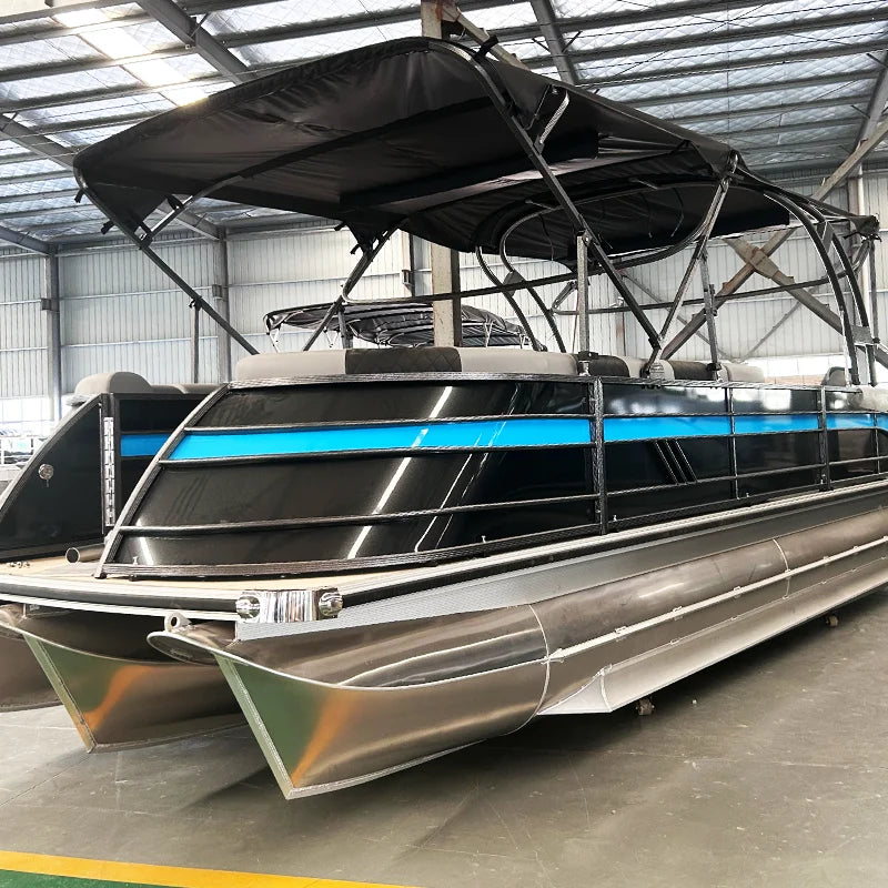 Sports Luxury Party Barge Aluminium Pontoons Floating Pontoon Boats Small Mini Party Pontoon Boat with Motor