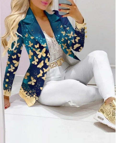 NEW Arrivals 2PCS Set S=2XL 11 Patterns/Colors Luxury Italian Suit Coat + Pants Set Evening Business Office Lady Fashion Elegant Long Sleeve Top Trousers Formal Outfit  Ladies Luxury Fashion Clothing Supplies