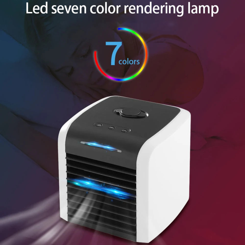 Portable Air Conditioner Mini Evaporative Air Cooler Personal Rechargeable USB Quiet Desk Fan With 2 Speeds For Home Room Office