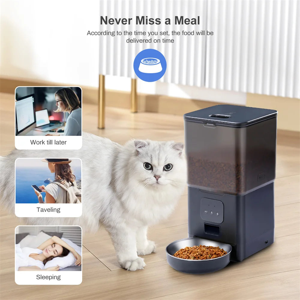 6L TUYA APP Wi-Fi Or Button Automatic Timmer Pet Feeder Smart Feed Dog Cat Feeder App For Pet  Voice Recorder Food Dispenser Bowl