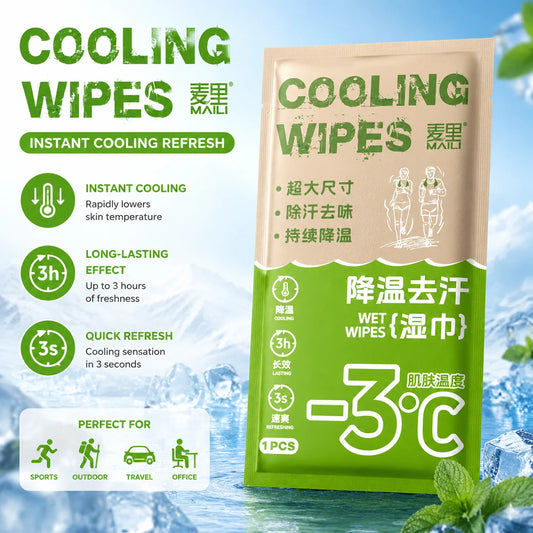 10 PCS Korean Set Cooling and Sweating Large Wet Wipes Ice Towels for Summer Cool Sensation Paper Outdoor Camping Beach Running Hiking Cycling  Sports Disposable Heat Relief Cool Sweat Wipes