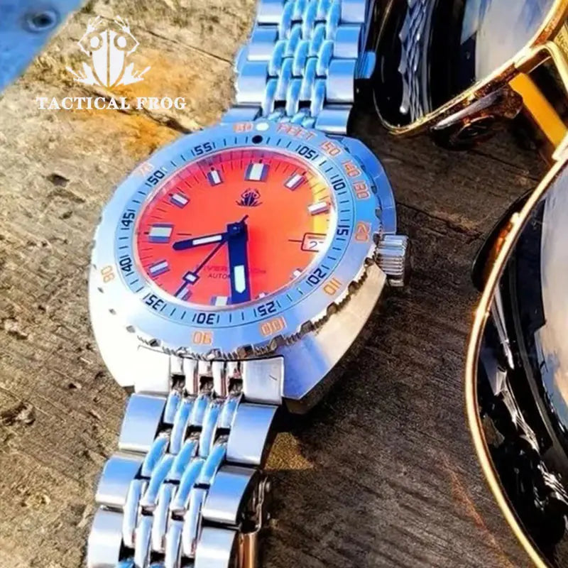 NEW Arrivals 5 Colors Diver Watch Tactical Frog SUB300T Retro Women Men Diver Watch 200M Waterproof Sapphire Mirror NH35 Automatic Mechanical Wristwatch Super Luminous Night Glowing Swimming Watch