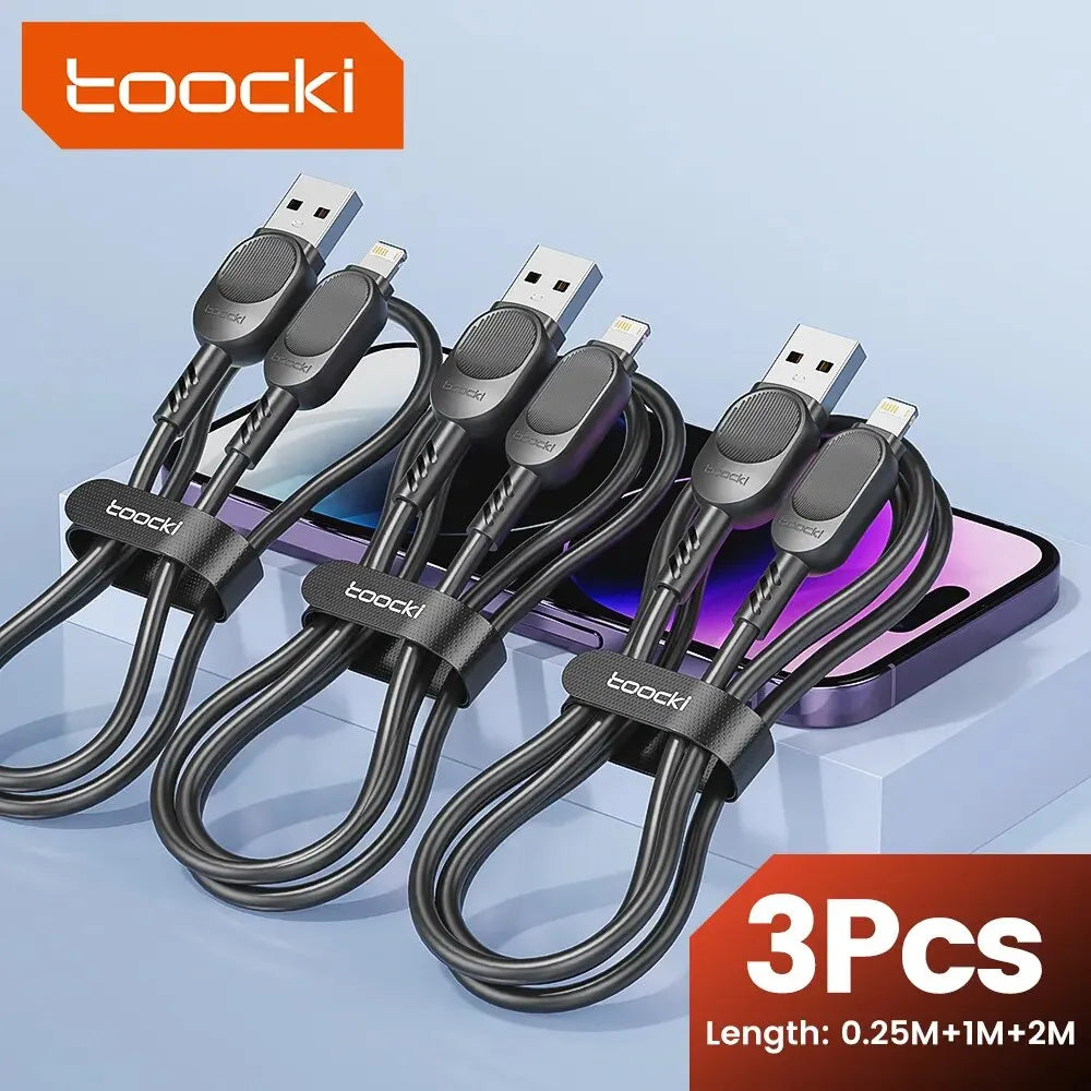 Toocki 3Pack 2.4A USB Cable For iPhone 14 13 12 11 Pro Max Mini Xs Xr X8 iPad MacBook Fast Charging Lightning Cable Cord Data