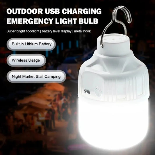 NEW Arrivals Outdoor Camping Garden USB Rechargeable LED Lamp Bulbs High Brightness Emergency Light Hook Up Camping Fishing Portable Lantern Night Lights