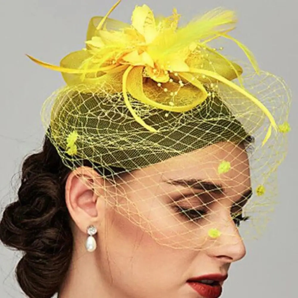 10 Colors Birdcage Bride Veil Wedding Evening Tea Cocktail Party Sunday Church Funeral Flowers Feather Mesh Veil Face Cover Headwear Royal Ascot Horses Race Top Caps Ladies Apparel Accessories