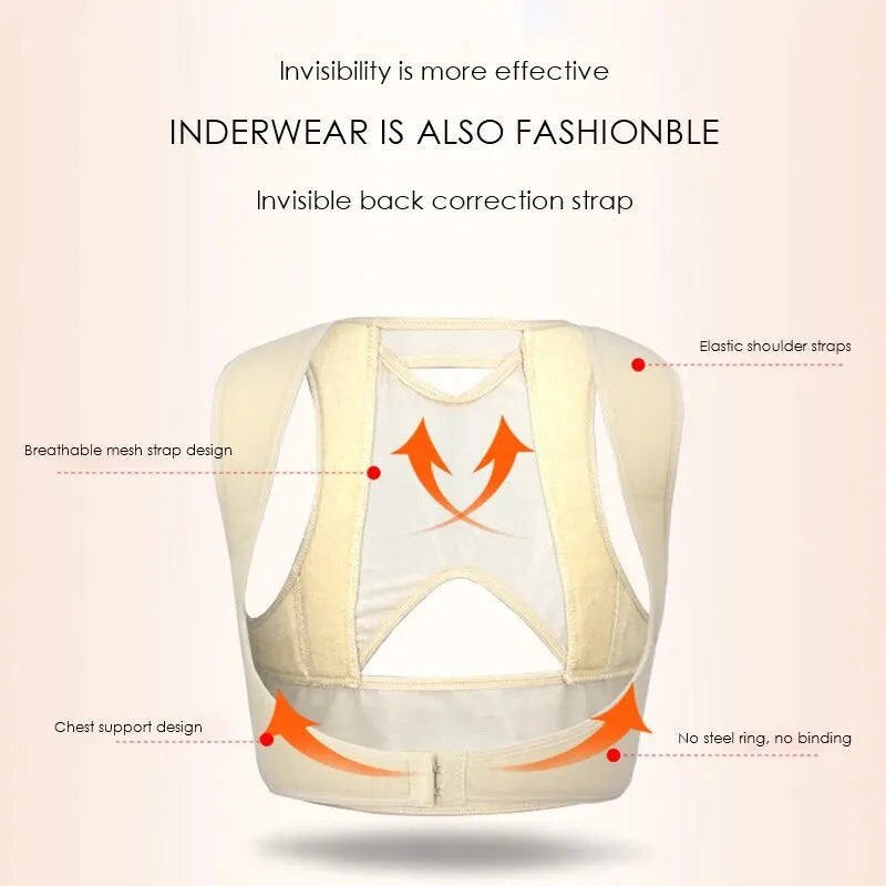 Shoulder and Back Correction with Spinal Support Invisible and Comfortable Constantly Reminding Sitting Posture