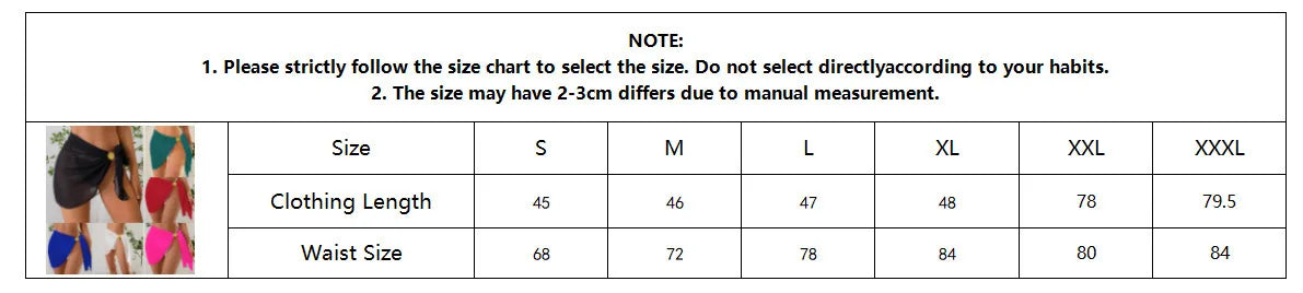NEW S-XL UK Size 5 Colors Mesh Metal Shell Beach Wrap Swimsuit Bikini Cover Up Skirt See Through Swimsuit Skirts