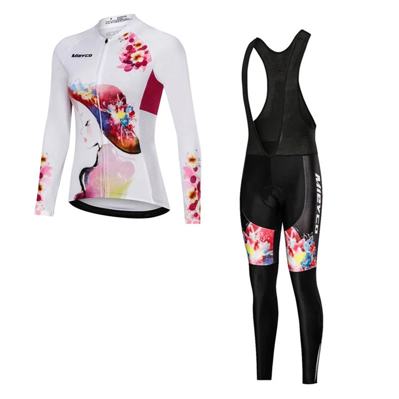 NEW Arrivals S-4XL (Size Smaller Than Usual) Women Cycling Jersey Set Gloves Long Sleeves Head Cap Pants Kits Clothing Long Sleeve MTB Bicycle Racing Apparel Accessories Sports Fashion Clothing Supplies